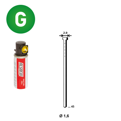 Pack brads 20°+gaz 16/45 galva