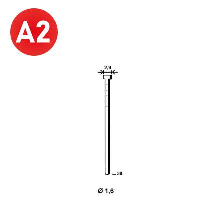 Brads 20°-16/38 INOX