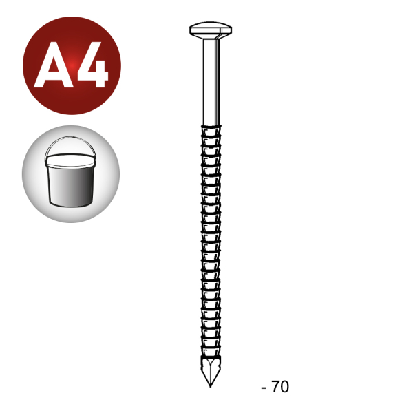 Seau 5kg-TB 3,1/3,4x70ann.inox